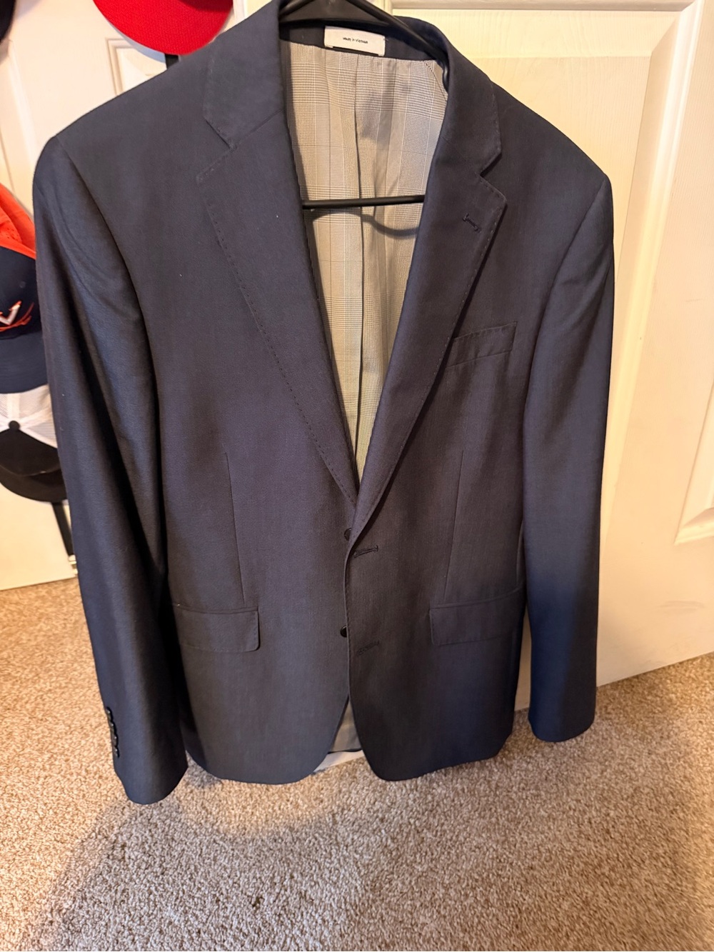 jf j.ferrar Men's Navy Two-Button Suit Jacket